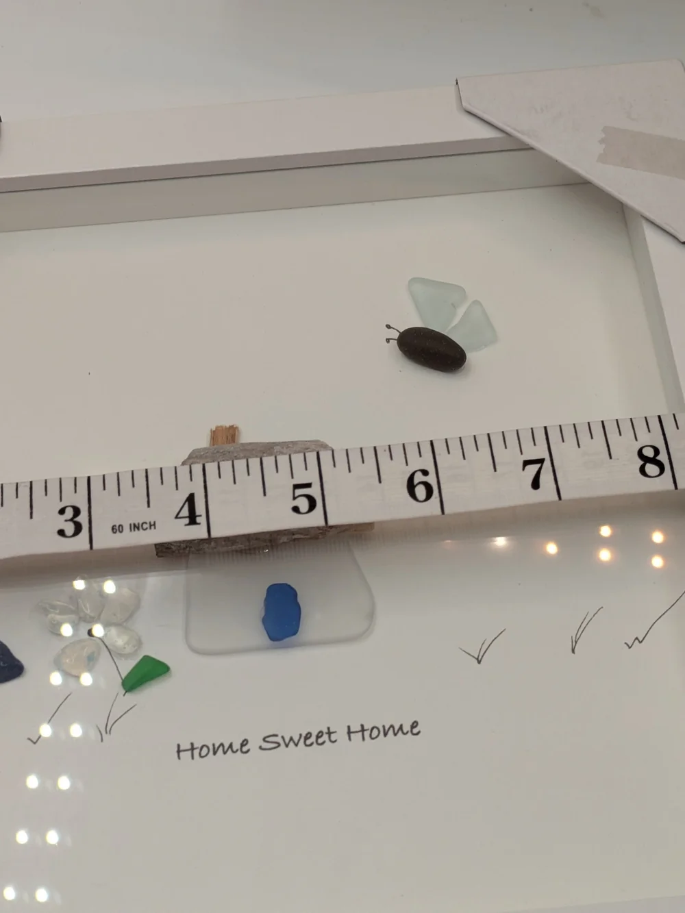 Home Sweet Home Framed Sea Glass Wall Art - White